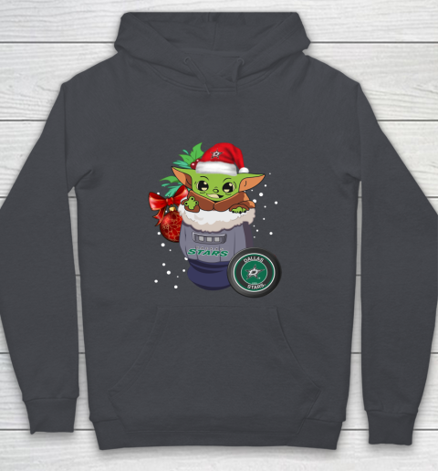 Dallas Stars Christmas Baby Yoda Star Wars Funny Happy NHL Youth Hoodie 7