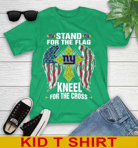 NFL Football New York Giants Stand For Flag Kneel For The Cross Shirt Youth T-Shirt 7