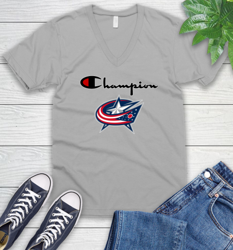 NHL Hockey Columbus Blue Jackets Champion Shirt V-Neck T-Shirt 2
