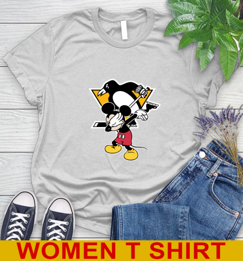 Pittsburgh Penguins NHL Hockey Dabbing Mickey Disney Sports Women's T-Shirt