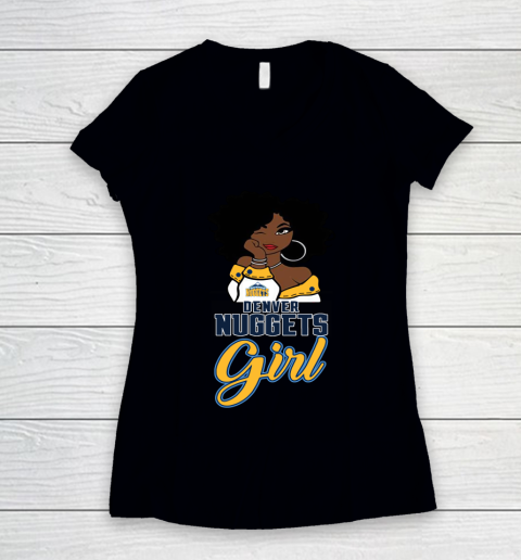 Denver Nuggets Girl NBA Women's V-Neck T-Shirt