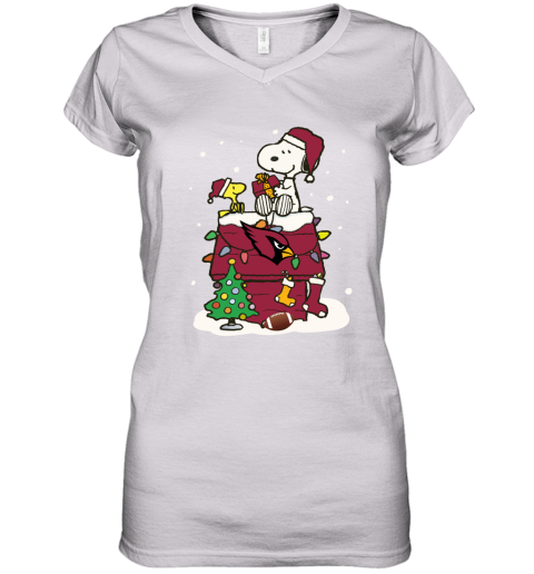 A Happy Christmas With Arizona Cardinals Snoopy Women's V-Neck T-Shirt