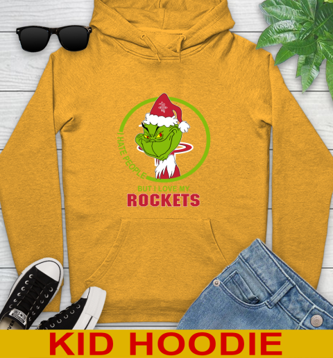 Houston Rockets NBA Christmas Grinch I Hate People But I Love My Favorite Basketball Team Youth Hoodie 3