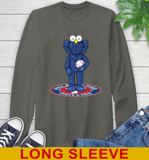 MLB Baseball Philadelphia Phillies Kaws Bff Blue Figure Shirt Long Sleeve T-Shirt 9 MLB Baseball Philadelphia Phillies Kaws Bff Blue Figure Shirt Long Sleeve T-Shirt - Image 9