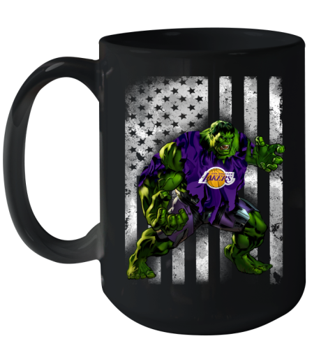 Los Angeles Lakers Hulk Marvel Avengers NBA Basketball American Flag Ceramic Mug 15oz