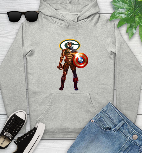 NFL Captain America Marvel Avengers Endgame Football Sports Green Bay Packers Youth Hoodie