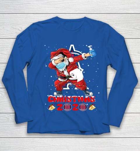 Los Angeles Angels Funny Santa Claus Dabbing Christmas 2020 MLB Youth Long Sleeve 7