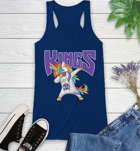 Sacramento Kings NBA Basketball Funny Unicorn Dabbing Sports Racerback Tank 9