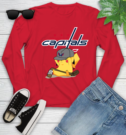 NHL Pikachu Hockey Sports Washington Capitals Youth Long Sleeve 11