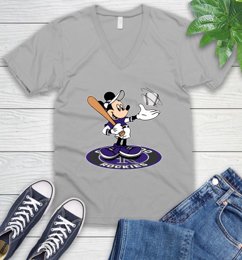 MLB Baseball Colorado Rockies Cheerful Mickey Disney Shirt V-Neck T-Shirt 4
