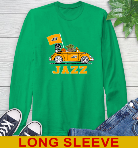 NBA Basketball Utah Jazz Darth Vader Baby Yoda Driving Star Wars Shirt Long Sleeve T-Shirt 7