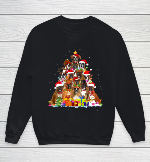 Dog Mom Shirt Christmas Pajama Boxer Tree Xmas Gifts Dog Dad Mom Youth Sweatshirt