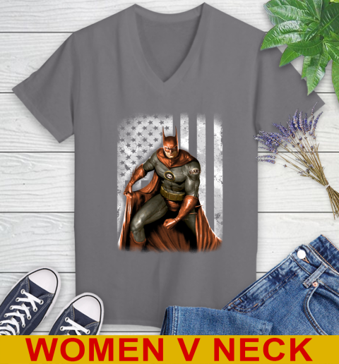 San Francisco Giants MLB Baseball Batman DC American Flag Shirt Women's V-Neck T-Shirt 11