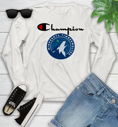NBA Basketball Minnesota Timberwolves Champion Shirt Youth Long Sleeve 10