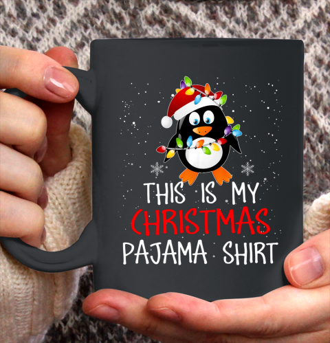 This Is My Christmas Pajama Shirt Penguins Santa Gift Ceramic Mug 11oz