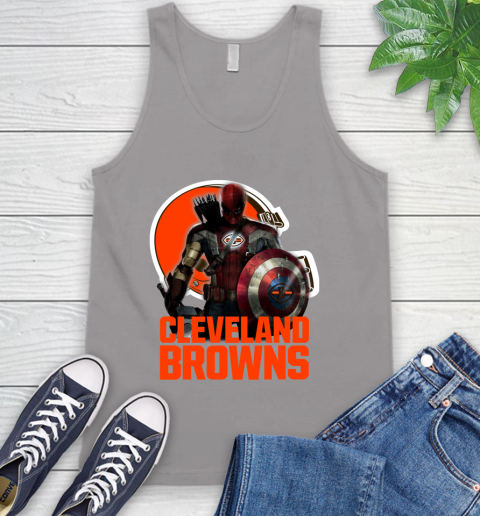 NFL Captain America Thor Spider Man Hawkeye Avengers Endgame Football Cleveland Browns Tank Top 4