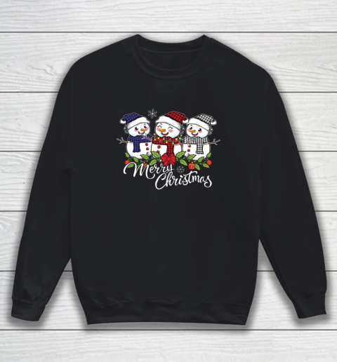 Vintage Snowman Snowmen Buffalo Plaid Christmas Snowflakes Sweatshirt