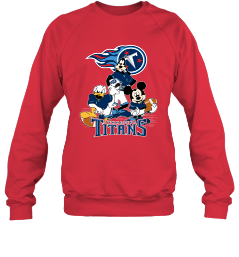 NFL Tennessee Titans Mickey Mouse Donald Duck Goofy Football T Shirt QxKxDpJTXzm sweatshirt 35 95 151514 front red