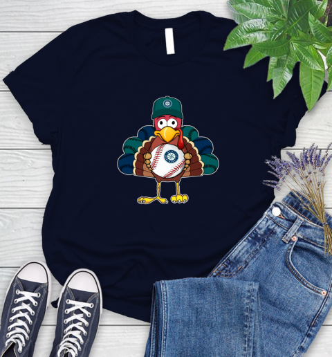 Seattle Mariners Turkey thanksgiving Women's T-Shirt 3
