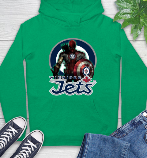 NHL Captain America Thor Spider Man Hawkeye Avengers Endgame Hockey Winnipeg Jets Hoodie 8