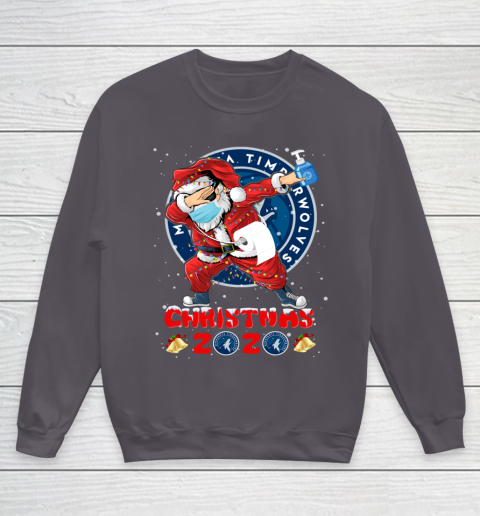 Minnesota Timberwolves Funny Santa Claus Dabbing Christmas 2020 NBA Youth Sweatshirt 5