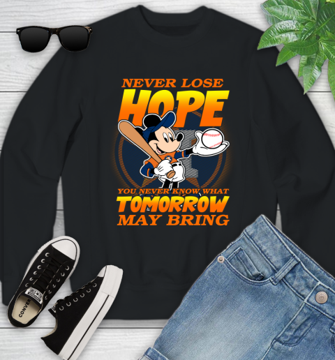 Houston Astros MLB Baseball Mickey Disney Never Lose Hope Youth Sweatshirt