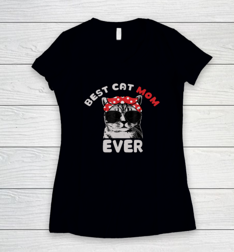 Funny Cat Best Cat Mom Ever Meow With My Cat Women's V-Neck T-Shirt