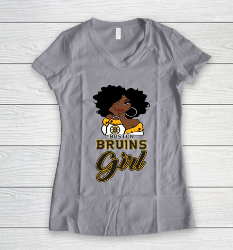 Boston Bruins Girl NHL Women's V-Neck T-Shirt 4