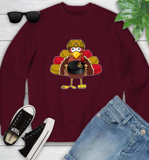 Ottawa Senators Turkey Thanksgiving Day Youth Sweatshirt 5