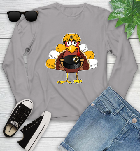 Boston Bruins Turkey Thanksgiving Day Youth Long Sleeve 5