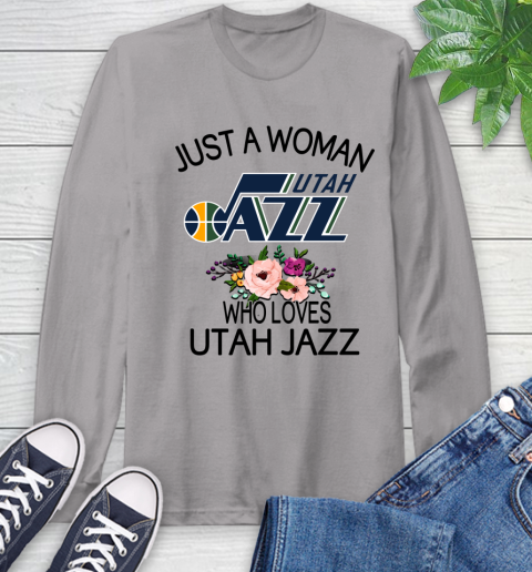 NBA Just A Woman Who Loves Utah Jazz Basketball Sports Long Sleeve T-Shirt 4
