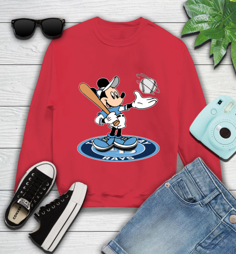 MLB Baseball Tampa Bay Rays Cheerful Mickey Disney Shirt Youth Sweatshirt 8