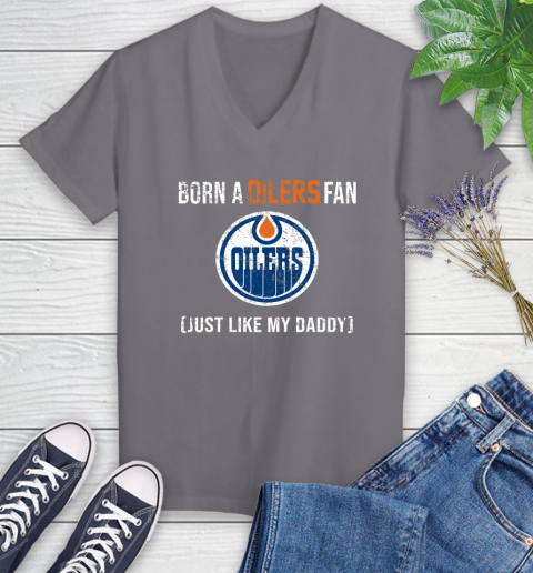 NHL Edmonton Oilers Hockey Loyal Fan Just Like My Daddy Shirt Women's V-Neck T-Shirt 10 NHL Edmonton Oilers Hockey Loyal Fan Just Like My Daddy Shirt Women's V-Neck T-Shirt - Image 10