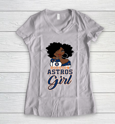 Houston Astross Girl MLB Women's V-Neck T-Shirt 2