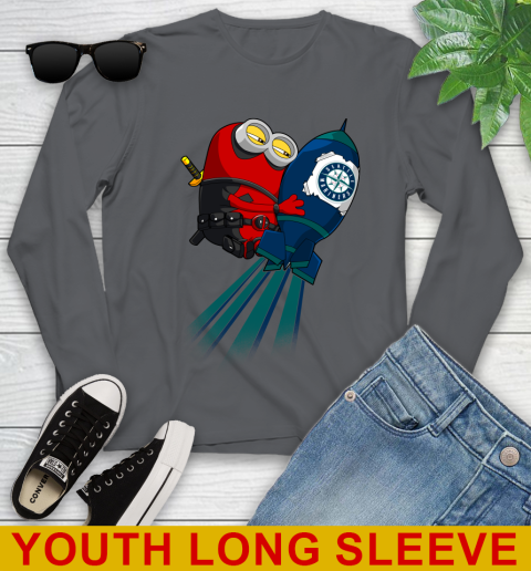 MLB Baseball Seattle Mariners Deadpool Minion Marvel Shirt Youth Long Sleeve 9