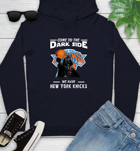 NBA Come To The Dark Side We Have New York Knicks Star Wars Darth Vader Basketball Youth Hoodie 3