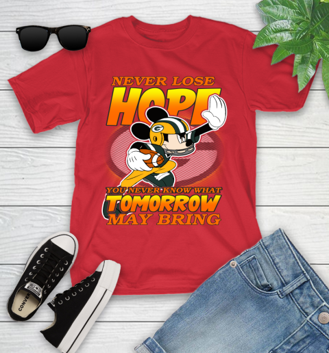 Green Bay Packers NFL Football Mickey Disney Never Lose Hope Youth T-Shirt 13