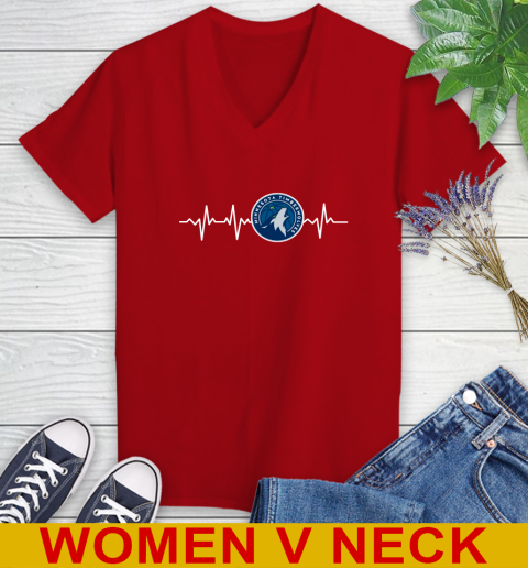 Minnesota Timberwolves NBA Basketball Heart Beat Shirt Women's V-Neck T-Shirt 10