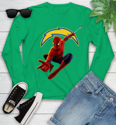 NFL Spider Man Avengers Endgame Football Los Angeles Chargers Youth Long Sleeve 6