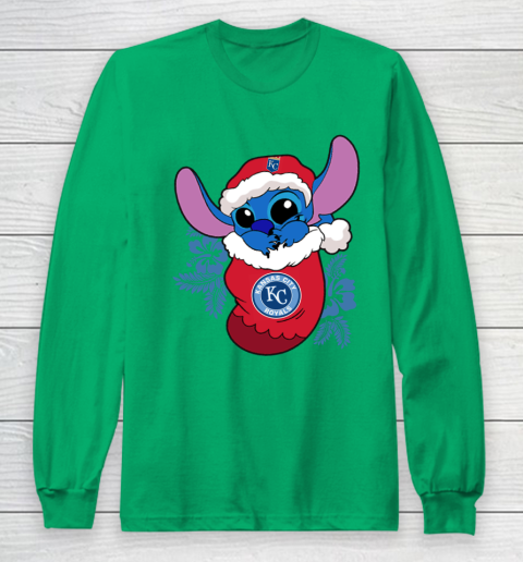 Kansas City Royals Christmas Stitch In The Sock Funny Disney MLB Long Sleeve T-Shirt 7