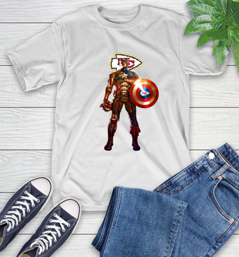 NFL Captain America Marvel Avengers Endgame Football Sports Kansas City Chiefs T-Shirt