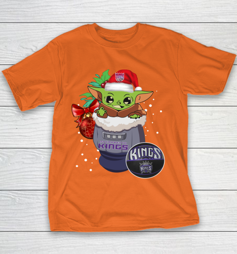 Sacramento Kings Christmas Baby Yoda Star Wars Funny Happy NBA Youth T-Shirt 6
