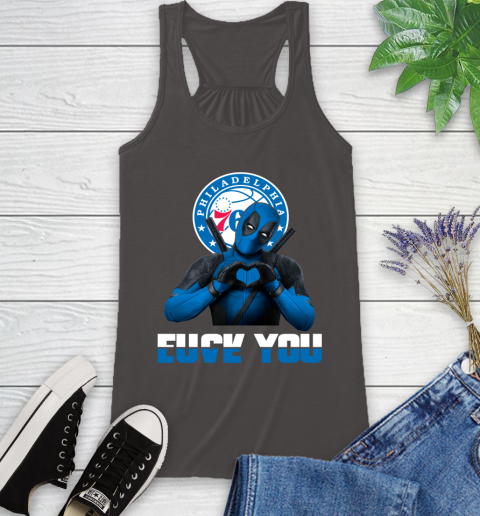 NBA Philadelphia 76ers Deadpool Love You Fuck You Basketball Sports Racerback Tank 11