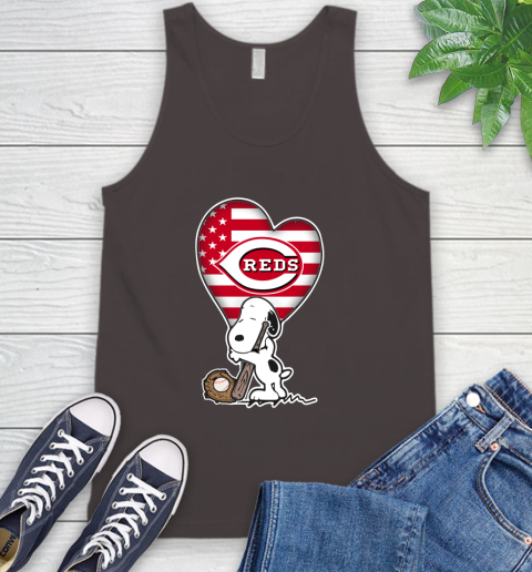 Cincinnati Reds MLB Baseball The Peanuts Movie Adorable Snoopy Tank Top 7