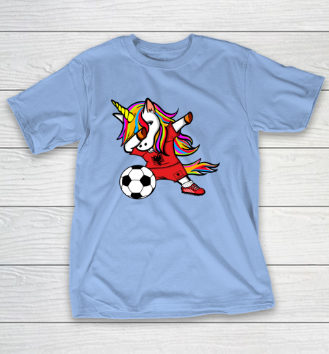 Dabbing Unicorn Albania Football Albanian Flag Soccer T-Shirt 11
