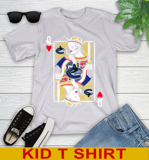 NHL Hockey Vancouver Canucks The Queen Of Hearts Card Shirt Youth T-Shirt 4