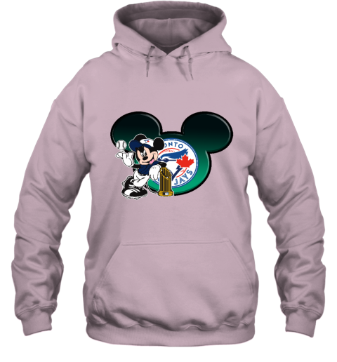 Toronto Blue Jays The Commissioner's Trophy Mickey Mouse o3p4 toronto blue jays the commissioneramp 39 s trophy mickey mouse hoodie 23 front light pink