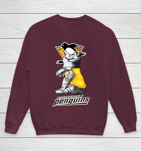 NHL My Cat Loves Pittsburgh Penguins Hockey Youth Sweatshirt 4