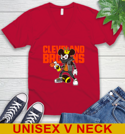 Cleveland Browns NFL Football Mickey Peace Sign Sports V-Neck T-Shirt 7