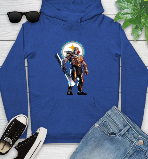NFL Thanos Gauntlet Avengers Endgame Football Pittsburgh Steelers Youth Hoodie 9